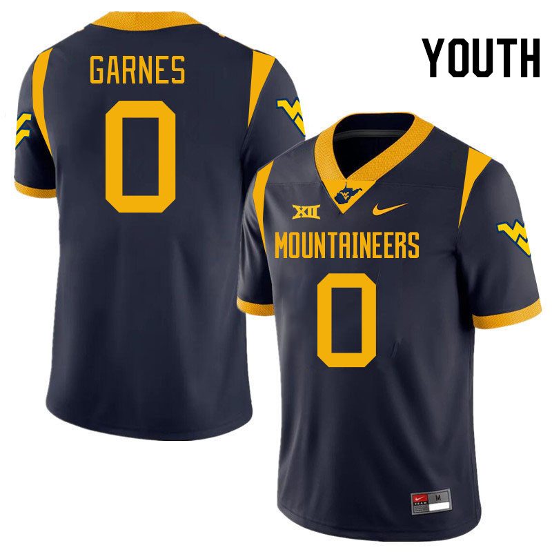 Youth #0 Ayden Garnes West Virginia Mountaineers College 2024 New Uniforms Football Jerseys Stitched